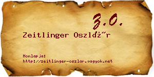 Zeitlinger Oszlár névjegykártya